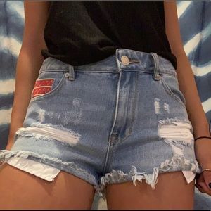 High rise denim shorts